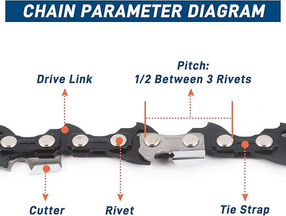 3-pack Chainsaw Chain 20 Inch, .325" Pitch .063" Gauge 81 Drive Links for 26RS-81, 26RM3-81 Stihl MS271 Farm Boss, MS291, MS290, MS261, 3639-005-0081, Oregon V81, L81, 22LPX081G