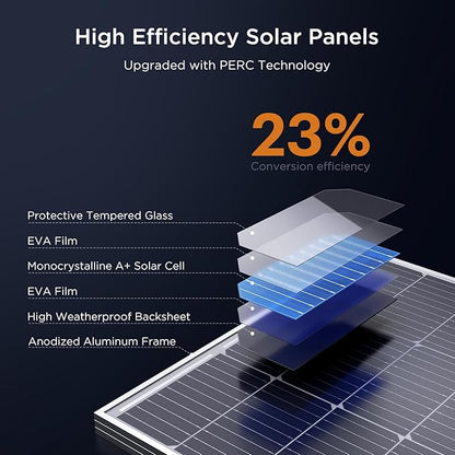 200W Solar Panel, 2Pcs 12V 100 Watt Solar Panel with High-Output Design, High Efficiency Monocrystalline PV Module,Ideal for RV, Van,Camping, Marine, Rooftop,Home, Farm, Off-Grid (2PCS)