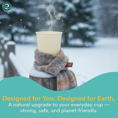 ECO SOUL 100% Compostable Plant-Based 12oz Hot Cups | (50 Count, 12 oz Hot Cups) | Disposable Bagasse Paper Cups | Eco-friendly Cups | Sturdy, Microwave & Oven Safe