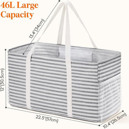 Lifewit Extra Large Tote Bag, Reusable Grocery Bags with Metal Wire Frame and Handles