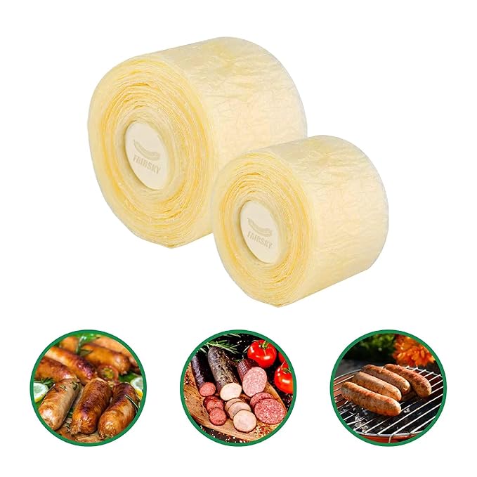 Edible Drying Natural Sausage Casing, Sausage Casings for Flavorous Homemade Sausages Ham,Breakfast Sausage,Italian Sausage,Knoblewurst,Pepperoni,Bologna Sausage and Most Sausage-8m/26ft,Φ38mm