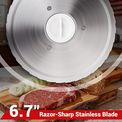 Meat Slicer Machine for Home,Foldable 150w Electric Meat Slicer with 6.7"Removable Stainless Steel Blade & Tray | 0-15mm Adjustable Thickness | Dual Safety Lock, Food Deli Slicer for Frozen Meat Jerky