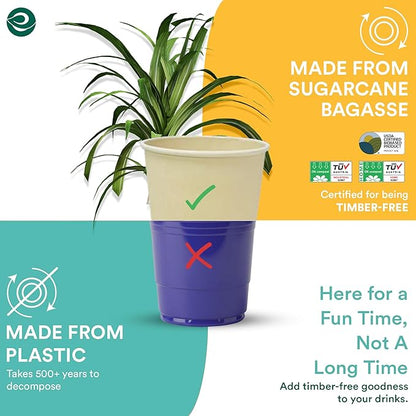 ECO SOUL 100% Compostable Plant-Based 16oz Hot Cups | (25 Count, 16 oz Hot Cups) | Disposable Bagasse Paper Cups | Eco-friendly Cups | Sturdy, Microwave & Oven Safe