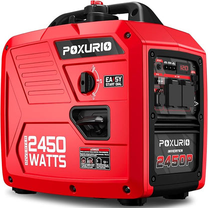 2450 Watt Inverter Generator, 120V Gas Powered Generator Super Quiet, RV Ready/EPA for RV, Camping and Home，Red