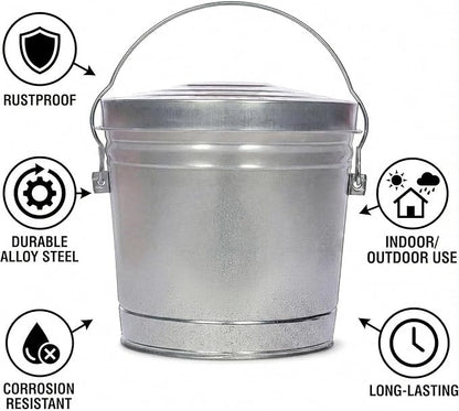 6-Gallon,Galvanized Steel Locking Lid Storage Can-Rustproof Dry