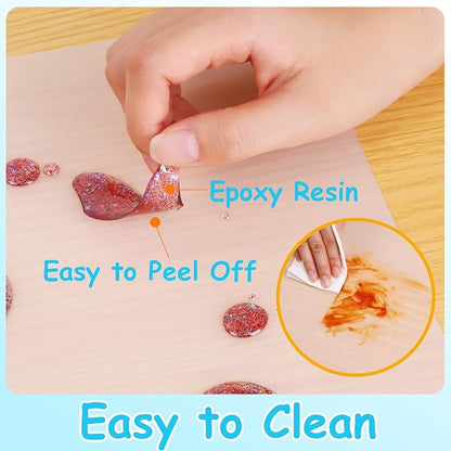Clear Silicone Mats for Crafts: 11.4"W x 11.4"L 2Pcs Heat Resistant Nonslip | Nonstick 0.8mm Silicone Countertop Protector Mat - Silicone Sheet for Jewelry Epoxy Resin Glitter Slime DIY Translucent