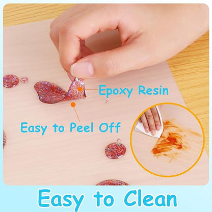 Large Clear Silicone Craft Mats: 13"W x 18"L Heat Resistant Non Slip | 0.8mm Thick Non Stick Silicone Sheet 2 PCS -Translucent Silicone Placemat for Epoxy Resin Jewelry Glitter DIY Crafts for Kids