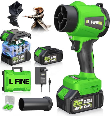 Leaf Blower Cordless - Lightweight Electric Handheld Blower with Battery and Charger, 3 Speed Mode, Blowers for Lawn Care, Patio Cleaning, Dust Cleaner (Dark Green)