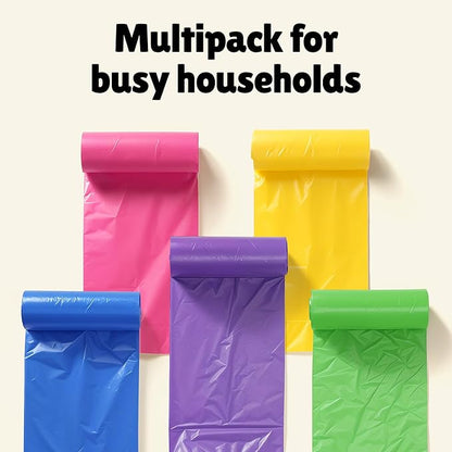 FORID Small Garbage Bags - 5 Gallon, Trash Can Liner for Home, Office, Bathroom, Bedroom, Waste Bin (5 Colors 150 Bags) - Durable & Thick Trash Bag Multi Colored