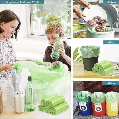 Biodegradable Trash Bags 8 Gallon, 100 Count Small Compost Bags, Compostable Strong Bathroom Garbage Bags with Tear & Leak Resistant, Recycling Eco-Friendly Trash Can Plastic Liner