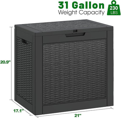 Outdoor Storage Box,2 Packs 31 Gallon Deck Box, Large Resin Storage Cabinet for Gardening Tools, Patio Pillow, Lockable, Waterproof and UV Resistant