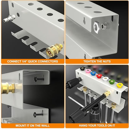GASHER Pressure Washer Gun Holder, Wall Mount Foam Cannon Holder for Pressure Washer Gun, Fit 1/4 Inch Quick Connector