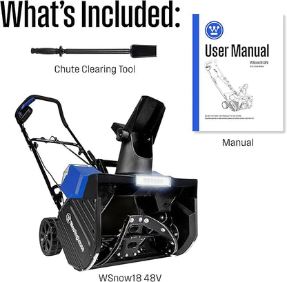 Westinghouse WSnow18T 48V Cordless Snow Blower 18 Inch Tool, Steel Auger, Brushless Motor, 25ft Throwing Distance, Plows 650lbs/min, Compatible with Snow Joe Batteries (Battery & Charger Not Included)