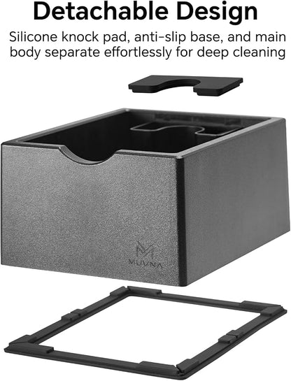 Espresso Knock Box, Durable ABS Plastic Coffee Grounds Dump Bin, Non-Slip Base with Tamping Station, Distribute and Tamp Espresso Product Tool,Espresso Barista Accessories