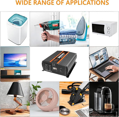 3500W Pure sine Wave Inverter 3500 watt Inverter 12 Volt Inverter RV Inverter Solar Inverter 12V to 120V Inverter 3500 watt Inverter Power Inverter with 4 Power outlets