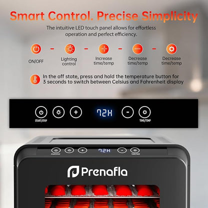 Food Dehydrator for Jerky, 5.5 ft² Large Drying Space, 6 Stainless Steel Trays Dehydrator Machine, 72H Timer, 158°F Temperature Control Fruit Dehydrator for Herbs, Meat, and Yogurt