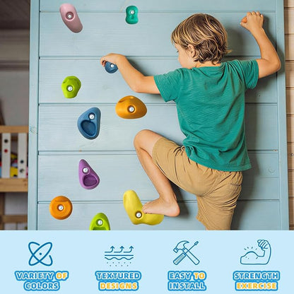 20 PCS Rock Climbing Wall for Kids,Rock Wall Climbing Holds,Adults Climbing Wall Grip Kits Holds Up to 230 lbs for Outdoor Indoor Home Playground Climbing Wall Holds（Pastel Color）