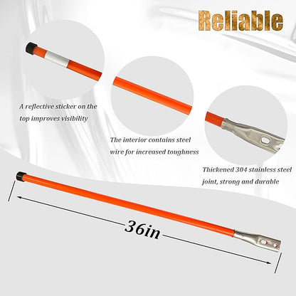 Snow Plow Blade Markers Guides Kit 304 Stainless Steel Joint 36'' Upgraded Thickened Material High Visibility Never Break Never Rust Fit for Most Snow Plow (Orange)