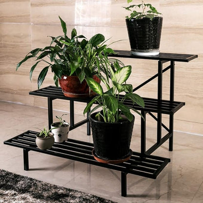 Zhongma 3 Tier Sturdy Metal Plant Stand, L35.43 x W26 x H23.6 inch, Heavy Duty Plant Holder for Home Indoor and Outdoor, 660 LBS Capacity & Heavy Duty Construction