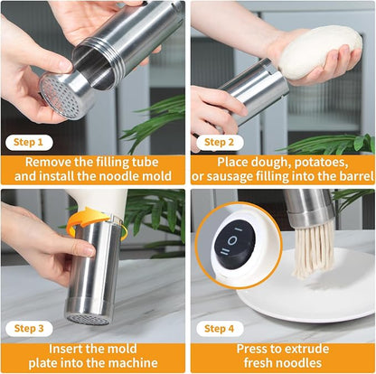 3 in 1 Electric Potato Ricer and Pasta Maker Machine, Multi Function Noodle Maker Potato Masher Sausage Maker and Stuffer for Home Kitchen, Powerful Motor Easy to Use and Clean