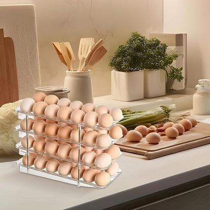Detachable Egg Storage - 4-Layer Clear Container Box, Stackable Egg Organizer | Large Capacity Storage Rack, Compact Space Saving Design, Durable Kitchen Fridge Pantry Accessory | Efficient Counter O
