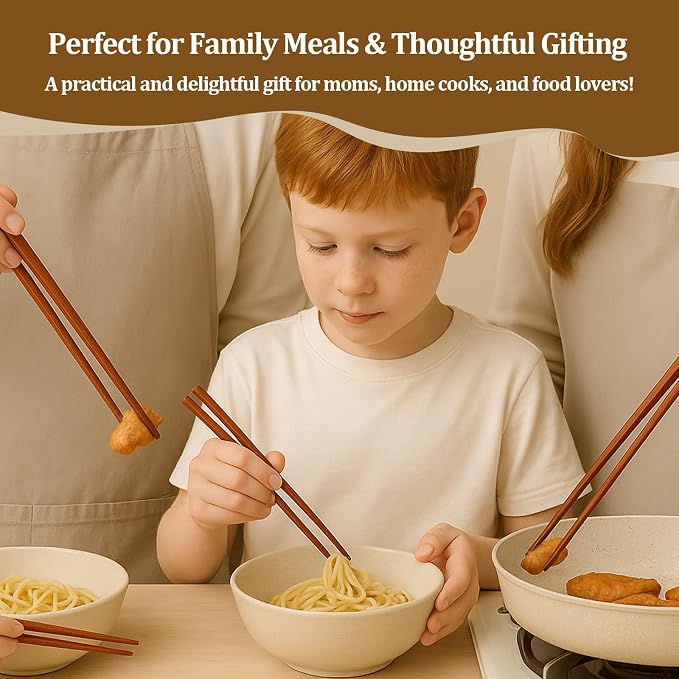 Cooking Chopsticks 3 Sizes Wooden Kitchen Cooking Chopsticks Tongs for Frying Mixing & Serving Ideal for Family, Restaurant & Gift (10 Pairs)