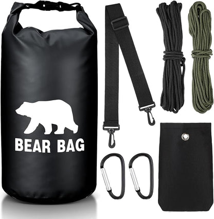 Foilswirl 1 Set Bear Food Bag for Camping Ultralight Food Hanging System Includes Waterproof Bear Bag, Nylon Ropes, Hooks for Camping Backpacking