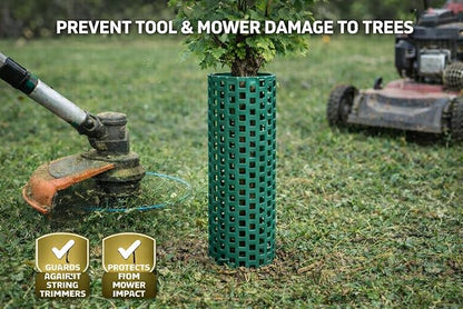 15" Tree Trunk Protector Spiral Guards, Stackable & Adjustable Tree Bark Protectors, Tall Sapling Guards Protect from Weed Eaters, Deer & Rodents, Orchard & Vineyard Vine Protection (60, Green)