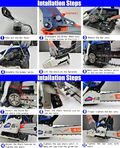 62cc 20 Inch Gas Chainsaw 2-Stroke Petrol Gasoline Chain Saw for Wood Cutting Logging Yard Work