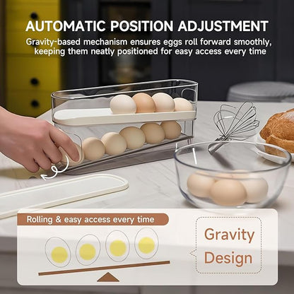 Rolling Egg Holder for Fridge, Egg Dispenser for Refrigerator, Automatic Rolling Storage Container for Countertop, Kitchen & Outdoor Use (3.35"x3.74"x11.02") 1 Pack