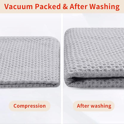 Homaxy 100% Cotton Waffle Weave Kitchen Dish Cloths, 7-Pack, Light Gray | 12 x 12 Inches, Ultra Soft Absorbent Dish Towels, Quick Drying Dish Rags with Hanging Loop