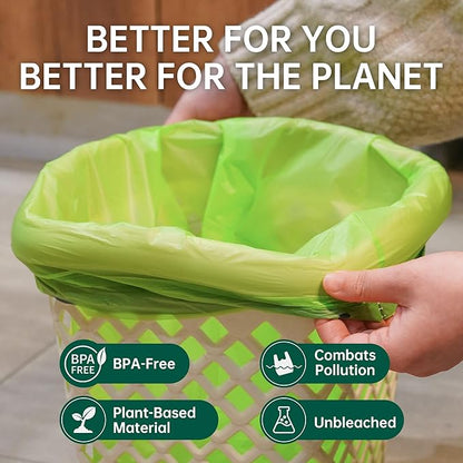 Compost Bags 5 Gallon with Drawstring Tear Off 20 Liter Extra Thick 0.78 Mils Compostable Food Scrap Waste Bags with US BPI ASTM D6400 and Europe OK Compost Home Certified 60 Counts