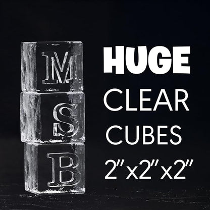 Letter S Monogram Clear Ice Cube Maker, 2" Big Ice Cubes Mold for Whisky and Cocktails, Large Initials Silicone Ice Cube Tray Personalized Gifts for DAD Gifts for Men (Letter S)
