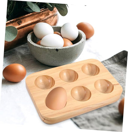 Happyyami Rustic Wooden Egg Tray Holder for Kitchen 12-Capacity Egg Storage Container for Refrigerator and Countertop Display
