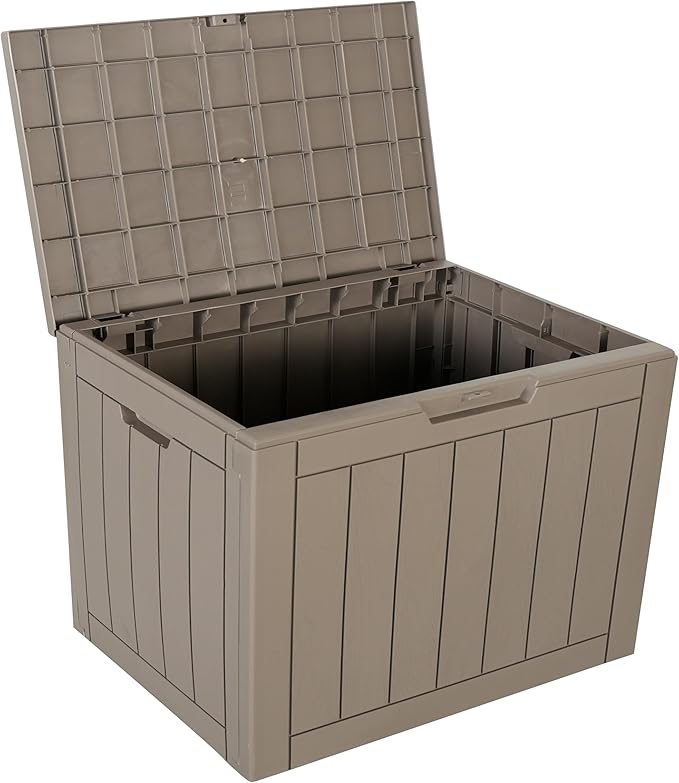 BTEXPERT Set of 2, Indoor Outdoor Storage Box, 30 Gallon Resin Deck Container for Package Delivery Patio Furniture Cushions Garden Tools Pool Sports Equipment UV Resistant Waterproof Lockable