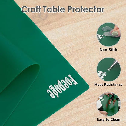 Extra Large Silicone Mat for Resin 36.2" x 24" 2MM Thick Silicone Craft Mat | for Table, Multifunction Silicon Matt for Kitchen Countertop Protector Heat Resistant Placemat by Foepoge(Dark Green)