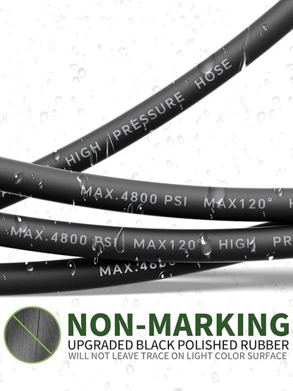 3/8" 4800PSI Pressure Washer Hose 100FT with Swivel Quick Connect for Cold/Hot Water Max 248°F, Kink Resistant Steel Wire Braided, Wear Resistant Power Washer Hose with M22 14mm Adapter