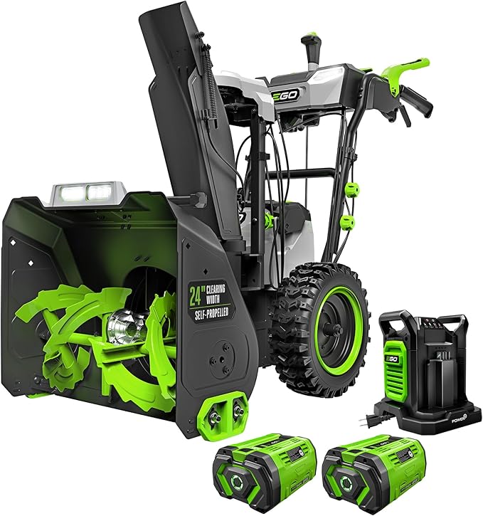 EGO Power+ 24" Electric Snow Blower, Cordless Self-Propelled 2-Stage XP, Includes (2) 56 V 10.0Ah Batteries and Dual Port Charger - SNT2416