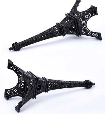 ESHATO Black Metal Eiffel Tower Statue, 7inch Decorative Figurine Replica Stand Holder for Cake Topper Table Decor Gift Party Home Decoration