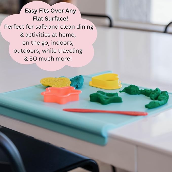 Silicone Suction Placemat | Teething Edge Bumper/Spill Stopper | Dishwasher Safe, Travel Ready, Fits Highchairs | Suction Cup Activity Mat for Babies & Toddlers | BPA Free (Ballet Pink)