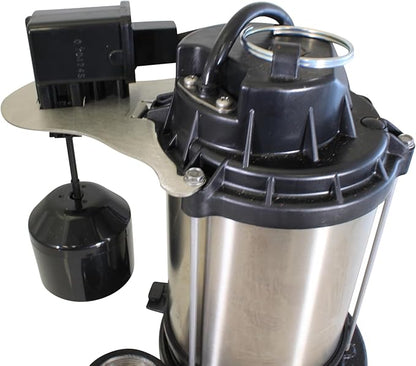 Wayne 1 HP Heavy Duty Submerisble Cast Iron and Stainless Steel Sump Pump with NEW Switch - Removes up to 6,100 Gallons of Water Per Hour