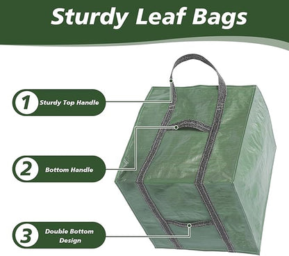 2 Pack 66 Gallons Reusable Yard Waste Bags, Upgrade Heavy Duty Foldable Garden Leaf Bag, Self-Standing Lawn Bags with Reinforced Handles, Keep Upright (23.6" L × 23.6" W × 27.5" H)
