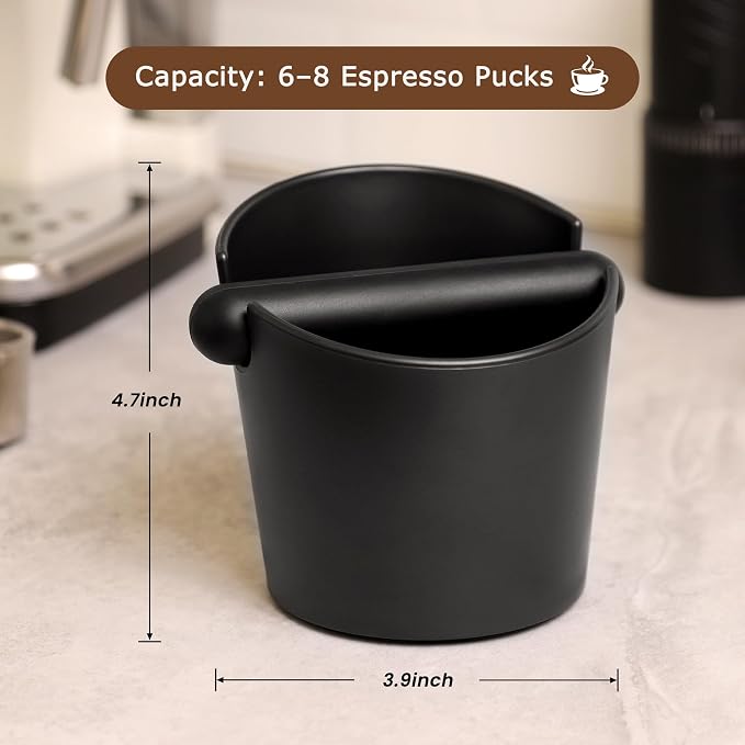 VEVOK CHEF Espresso Knock Box Coffee Knock Box Espresso Bucket Knock Coffee Ground Dump Bin with Removable Knock Bar Trash Can Non-Slip Base