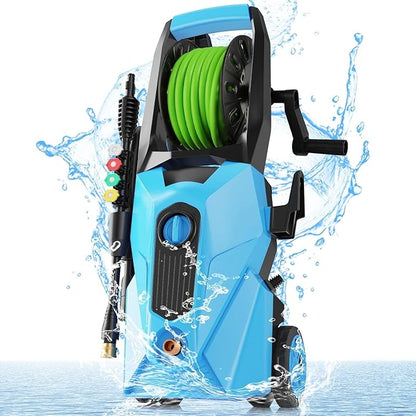 Pressure Cleaner 5000 PSI,2.8 GPM Power Cleaner with Foam Cannon,Portable Cleaner with 33ft Hose Reel,4 Nozzle Tips,and Soap Bottle for Cars/Home/Driveways/Patios/Decks/Fences(Light Green)