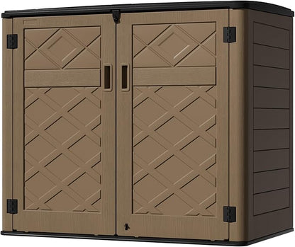 Resin Outdoor Storage Shed, Outdoor Storage Box Waterproof for Garden Tools, Patio Furniture, Trash Cans, Garage Storage, Lockable