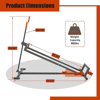 Lawn Mower Lift Jack Heavy Duty Lawnmower Jack for Ride on Lawn Mowers & Garden Tractors, Space-Saving Foldable Large Riding Lawn Tractor Lift with Manual and Power Tool Handles Fit Multiple Mowers