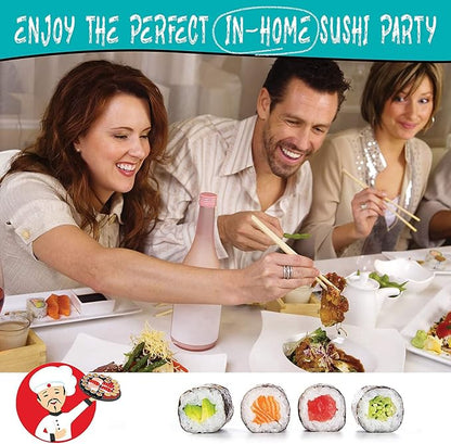 Sushi Making Kit, 22pcs Roller Maker for Beginners With Guide Book, Bazooka, Knife, Mat, Avocado Slicer, Chopsticks, Sauce Dishes & More - Sushi Lover's Gift
