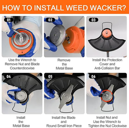 GardenJoy Weed Wacker Battery Operated: 12V Cordless Grass Trimmer with 2.0Ah Battery, Fast Charger and 3 Types Cutting Blade, Portable Electric Lawn Trimmer for Garden Yard Weeding Work