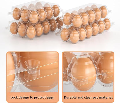 50 Pack Plastic Egg Cartons Cheap Bulk 12 Count Clear Blank Egg Containers for Refrigerator, Reusable Holder for Home Ranch Farm Commercial Market Display, Plastic Packaging for Craft Projects