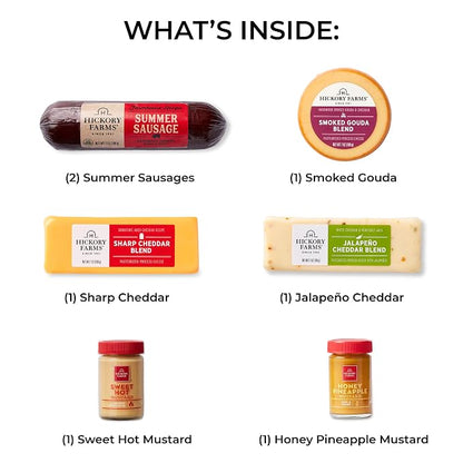 Hickory Farms Farmhouse Meat and Cheese Food Gift Basket (Medium) - Box Set | Charcuterie Board Food | Summer Sausage | Father's Day | Mother's Day | Easter | Christmas | Holiday | Housewarming | Gourmet | Sympathy | Care Package